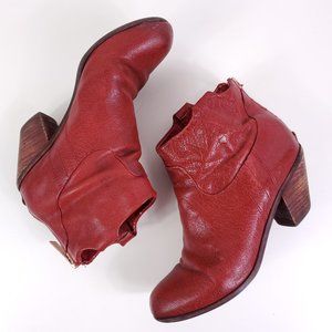 Sam Edelman Brick Red Leather Lisle Western Ankle Booties